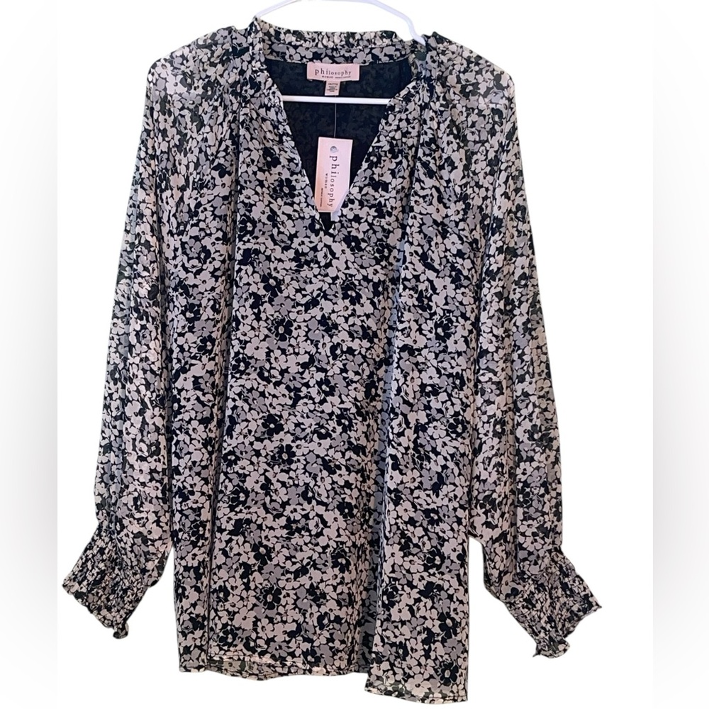 NWT- Philosophy sheer, floral blouse. Size 2X/TTG Women - Picture 3 of 9